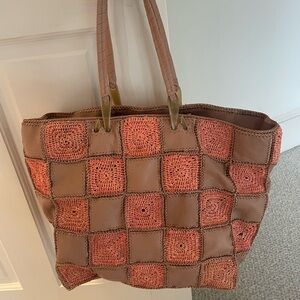 Jamin Puech Large Tan and Peach Crochet Tote Bag